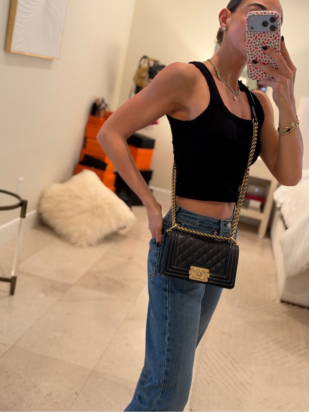CHANEL Black Quilted Boy Crossbody with Gold Hardware - Picture 11 of 11